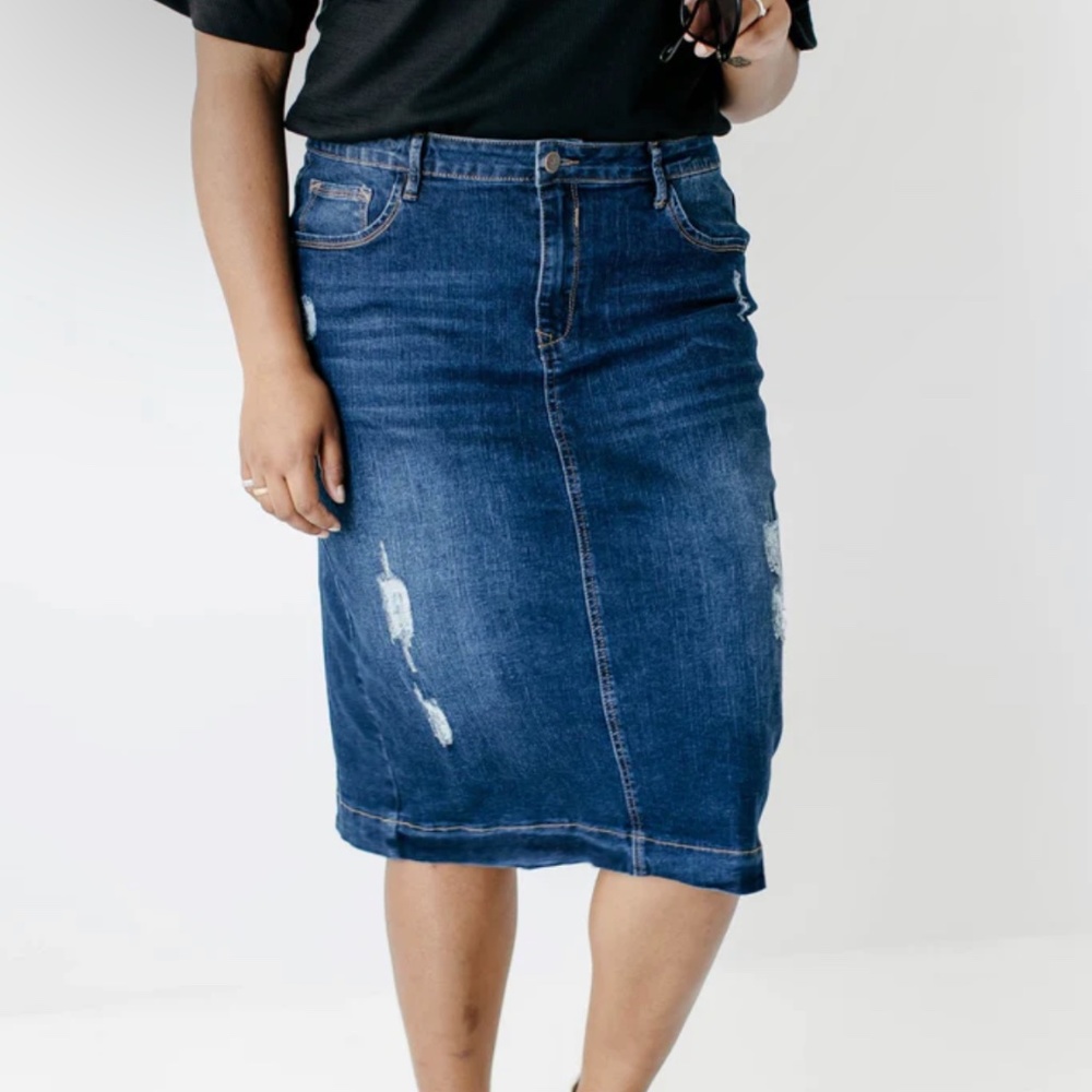 'Indie' Distressed Denim Skirt